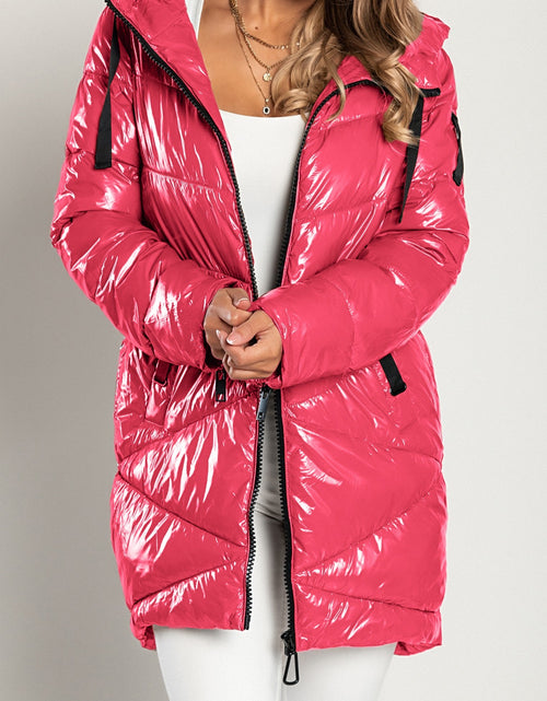 Load image into Gallery viewer, Longer hooded jacket, fuchsia

