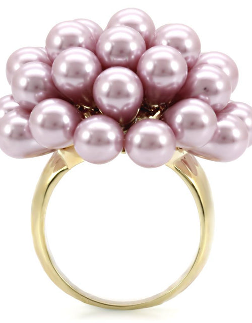 Load image into Gallery viewer, 1W051 - Gold Brass Ring with Synthetic Pearl in Light Amethyst
