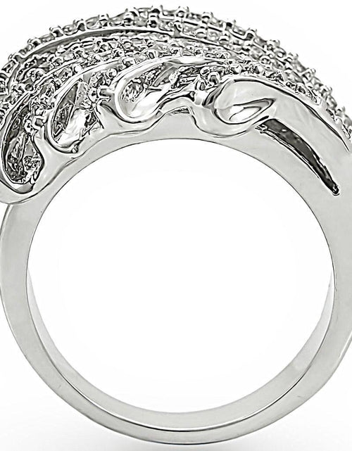 Load image into Gallery viewer, 1W018 - Rhodium Brass Ring with AAA Grade CZ  in Clear
