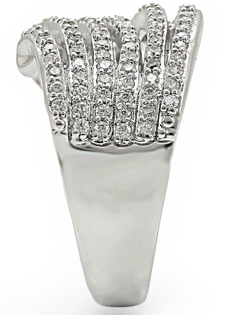 Load image into Gallery viewer, 1W018 - Rhodium Brass Ring with AAA Grade CZ  in Clear
