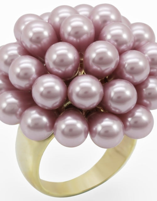 Load image into Gallery viewer, 1W051 - Gold Brass Ring with Synthetic Pearl in Light Amethyst
