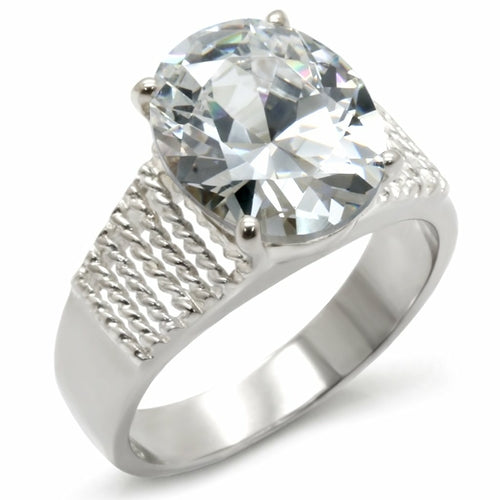 21118 - High-Polished 925 Sterling Silver Ring with AAA Grade CZ  in