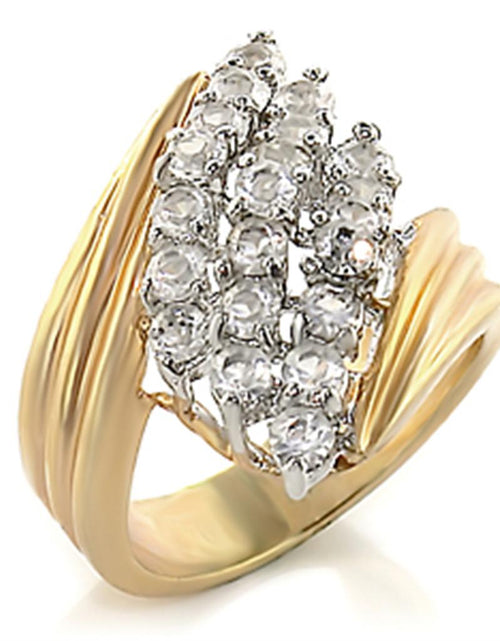 Load image into Gallery viewer, 2W029 - Gold+Rhodium Brass Ring with AAA Grade CZ  in Clear
