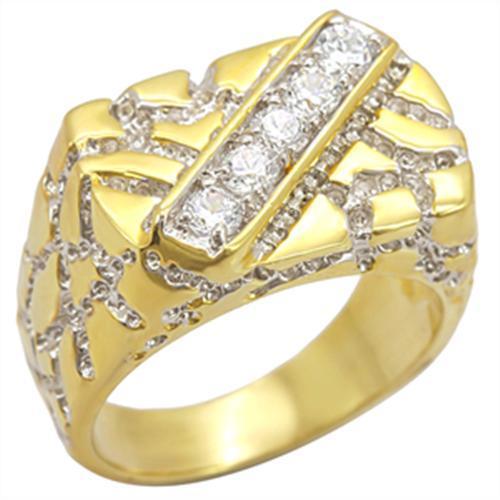 Load image into Gallery viewer, 2W050 - Gold+Rhodium Brass Ring with AAA Grade CZ  in Clear
