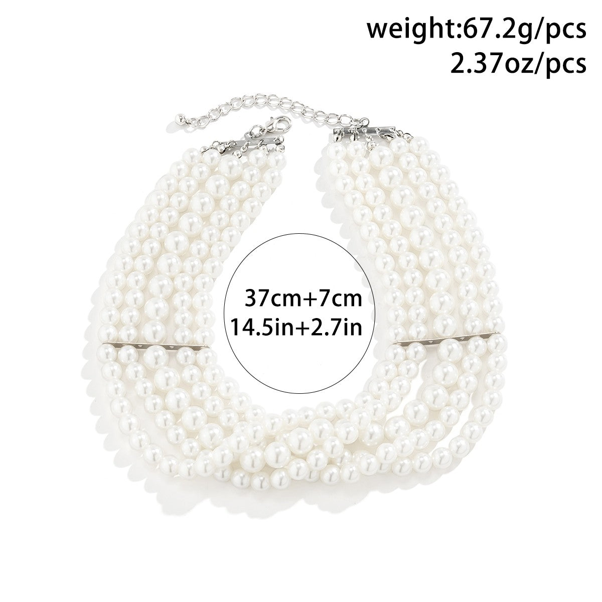 Chain made of artificial beads, white