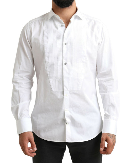 Load image into Gallery viewer, Dolce &amp; Gabbana White GOLD Formal Cotton Tuxedo Dress Shirt
