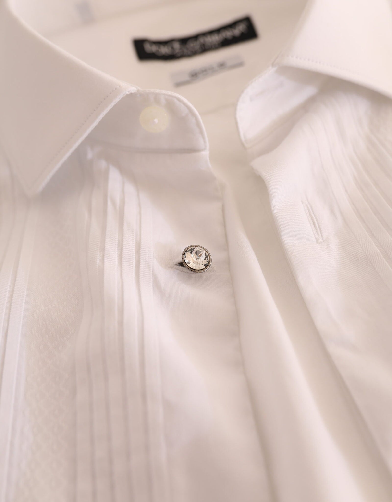 Dolce & Gabbana White GOLD Formal Cotton Tuxedo Dress Shirt