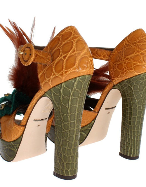Load image into Gallery viewer, Dolce &amp; Gabbana Caiman Crocodile Leather Crystal Shoes
