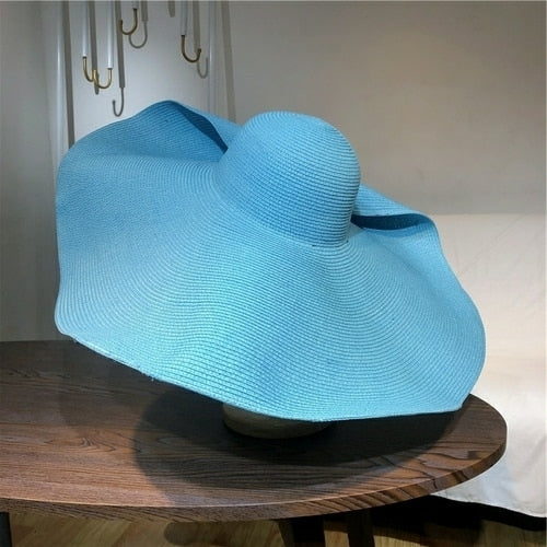 Load image into Gallery viewer, 70cm diameter Wide Brim Beach Straw Hat
