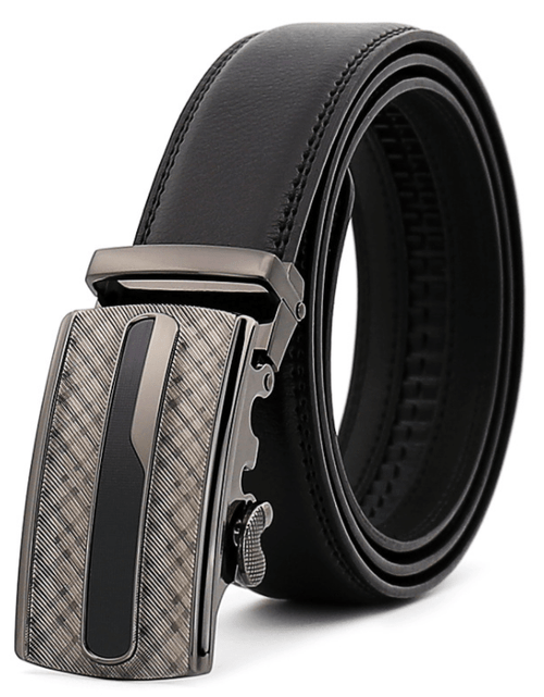 Load image into Gallery viewer, Black Belt Checkered Buckle Mens Adjustable Ratchet Slide Buckle Belt
