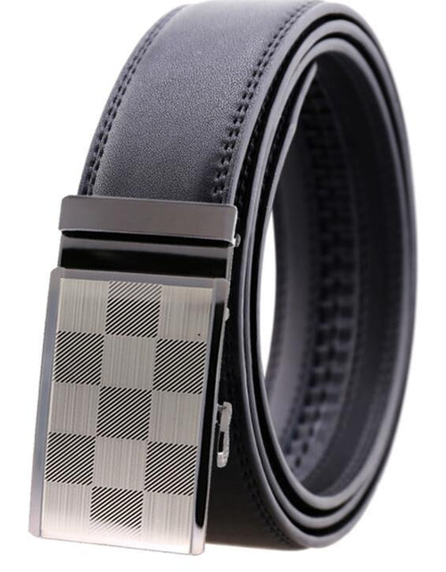 Load image into Gallery viewer, Black Belt Textured Buckle Mens Adjustable Ratchet Slide Buckle Belt -
