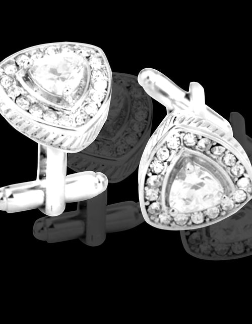 Load image into Gallery viewer, White with White Triangle Mens Stainless Steel Diamond Cufflinks for
