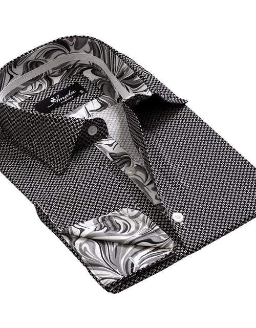 Load image into Gallery viewer, Black And White Men&#39;s Mens Slim Fit French Cuff Shirts with Cufflink
