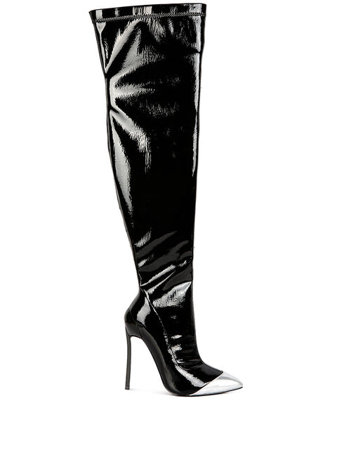 Load image into Gallery viewer, chimes high heel patent long boots

