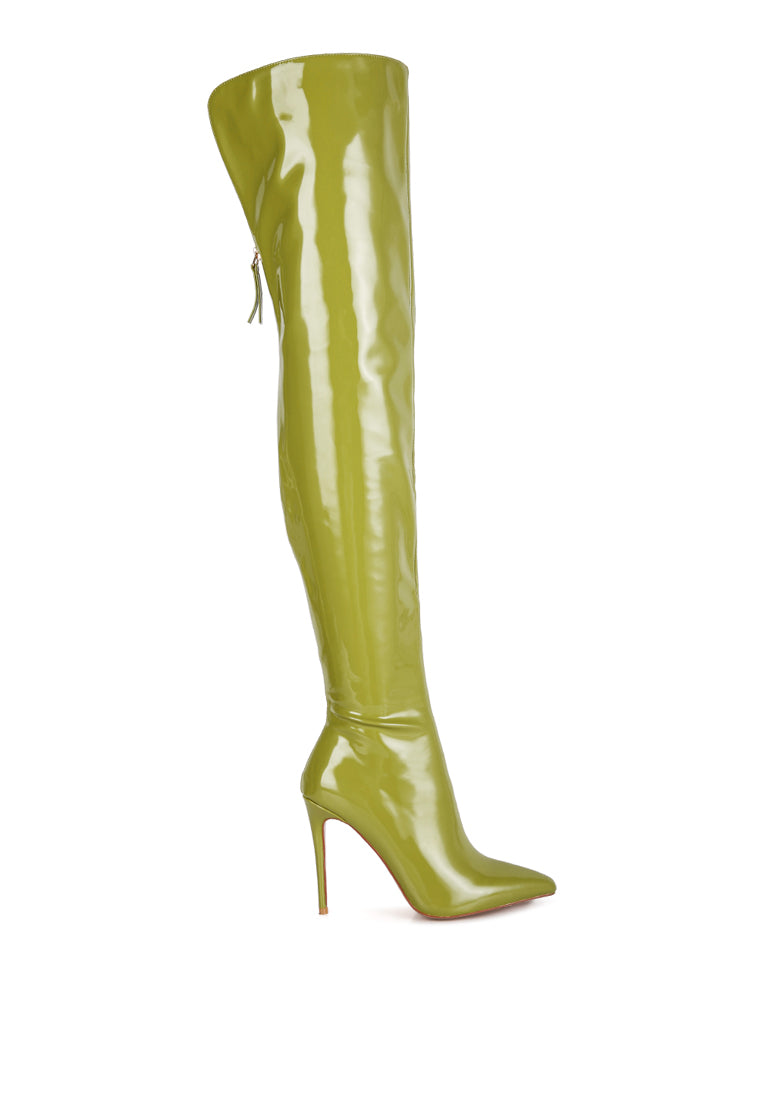 eclectic patent pu long stiletto boots