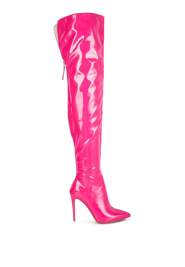 eclectic patent pu long stiletto boots