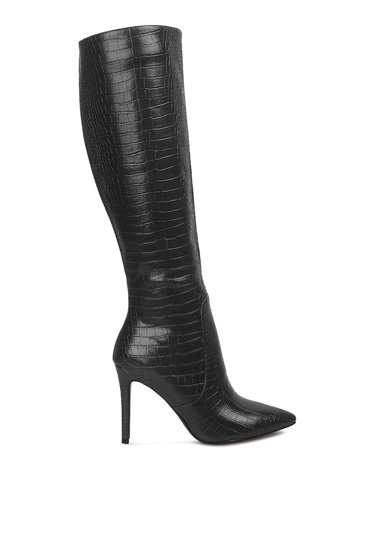 indulgent high heel croc calf boots