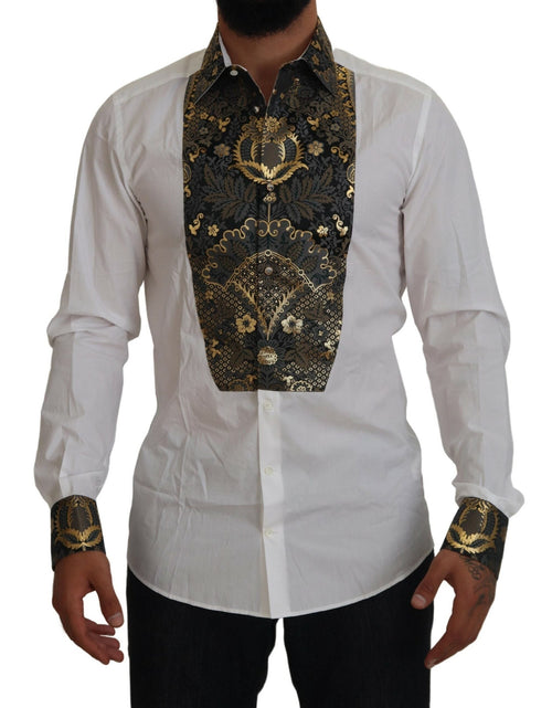 Load image into Gallery viewer, Dolce &amp; Gabbana GOLD White Tuxedo Slim Fit Cotton Shirt
