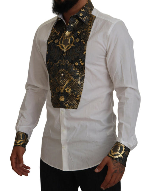 Load image into Gallery viewer, Dolce &amp; Gabbana GOLD White Tuxedo Slim Fit Cotton Shirt
