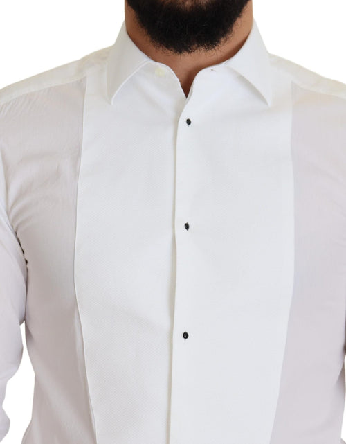 Load image into Gallery viewer, Dolce &amp; Gabbana White Formal Cotton Tuxedo Dress GOLD Shirt
