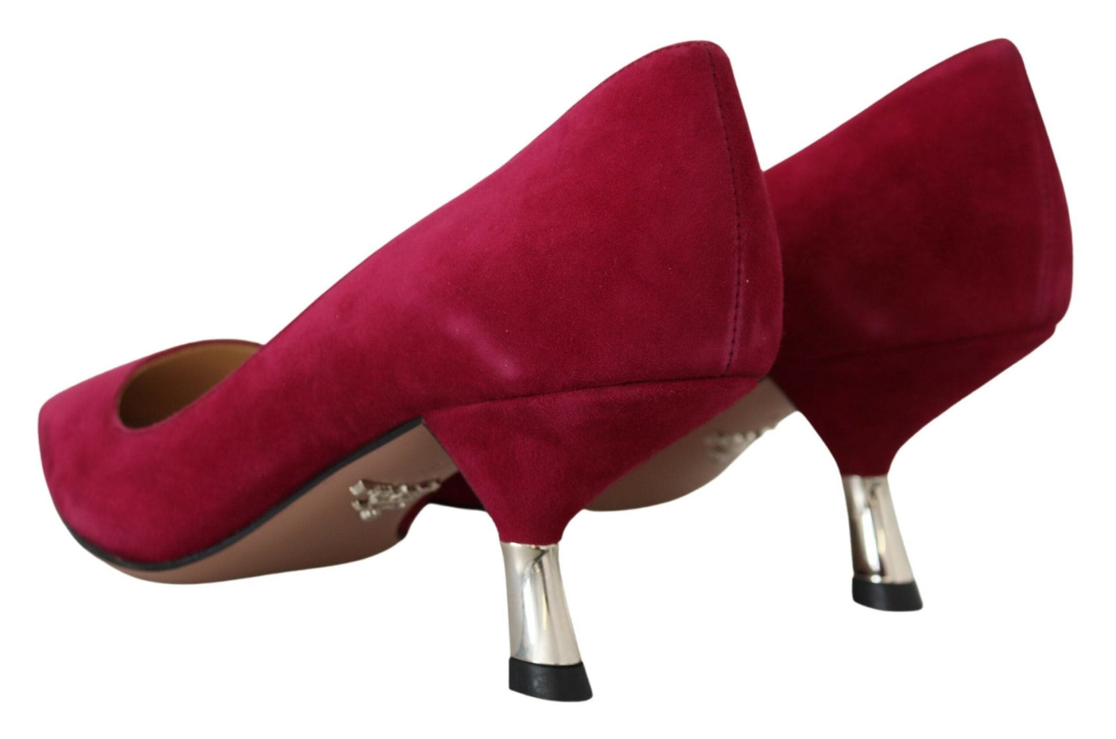Prada Dark Pink Suede Leather Heels Pumps Shoes