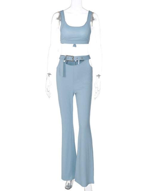 Load image into Gallery viewer, Solid Color Sleeveless Tops Flare Pants
