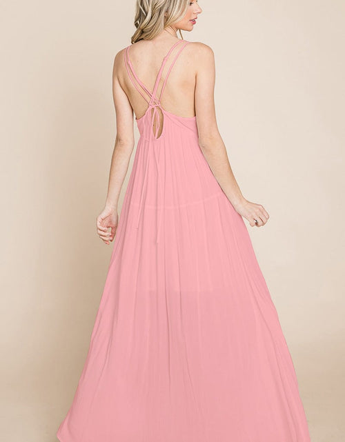 Load image into Gallery viewer, Beach Maxi Bridesmaid Dress with Criss Cross Back
