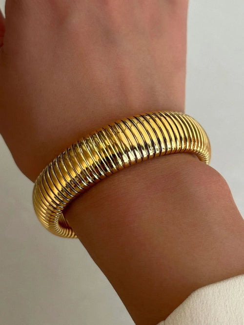 18k Gold Plated Titanium Elastic Gypsy Bracelet