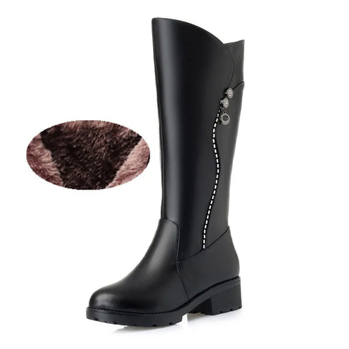 Load image into Gallery viewer, Women&#39;s Genuine Leather wool Boots

