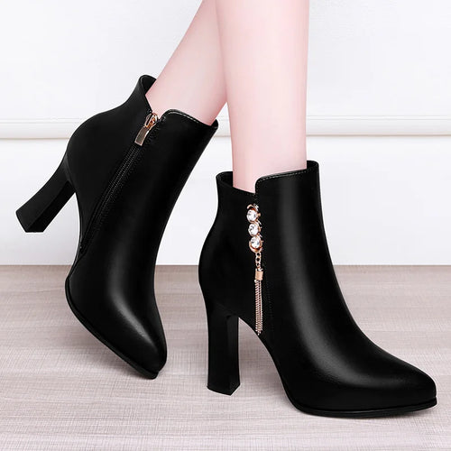 Load image into Gallery viewer, Women&#39;s Pointed High-heeled Short Boots
