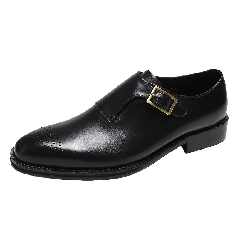 Black Burgundy Men's Business Genuine Leather Shoes