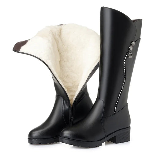 Women's Genuine Leather wool Boots