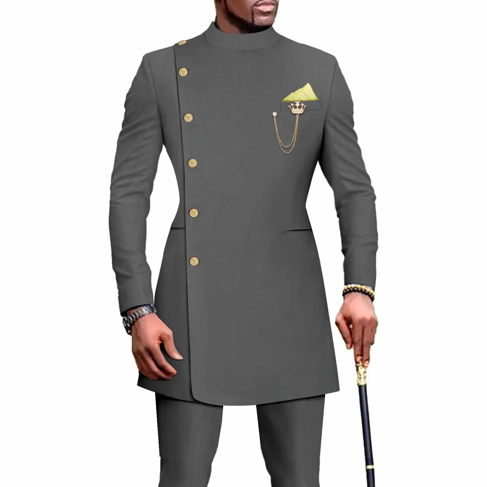 African Clothes for Men Suit 2 Piece Jacket Pants Traditional Wedding