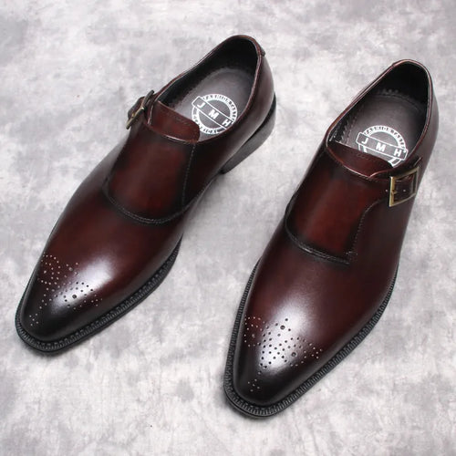 Black Burgundy Men's Business Genuine Leather Shoes