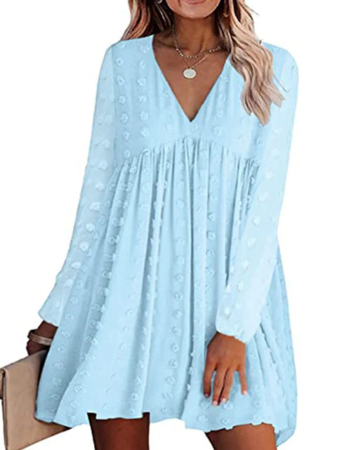 Load image into Gallery viewer, Womens V Neck Long Sleeves Flowy Dress
