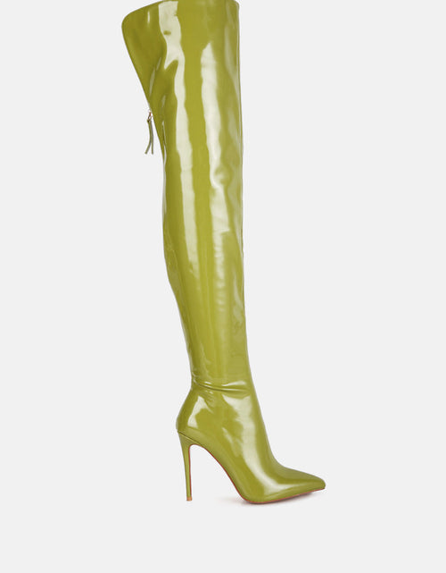 Load image into Gallery viewer, eclectic patent pu long stiletto boots
