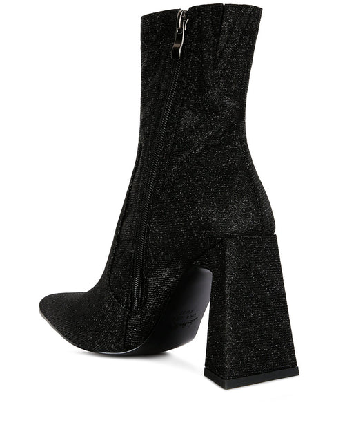 Load image into Gallery viewer, hustlers shimmer block heeled ankle boots
