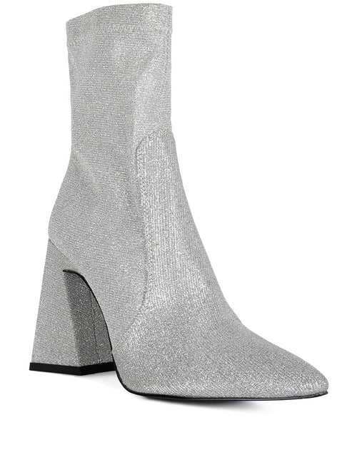 Load image into Gallery viewer, hustlers shimmer block heeled ankle boots

