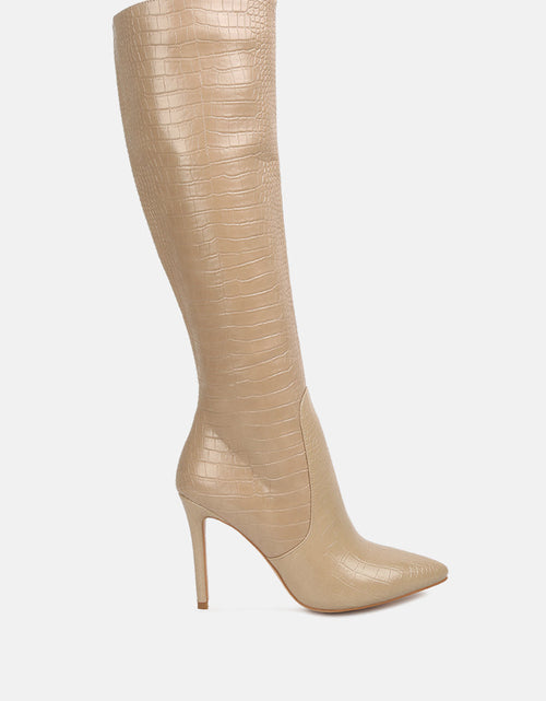 Load image into Gallery viewer, indulgent high heel croc calf boots
