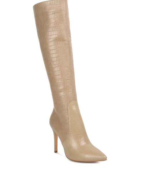 Load image into Gallery viewer, indulgent high heel croc calf boots
