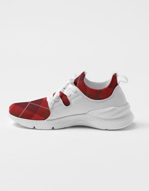 Load image into Gallery viewer, Men&#39;s Athletic Sneakers, Red Plaid Low Top Running Shoes - 014HQF
