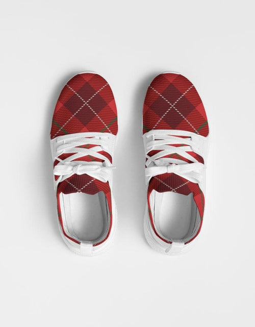 Load image into Gallery viewer, Men&#39;s Athletic Sneakers, Red Plaid Low Top Running Shoes - 014HQF
