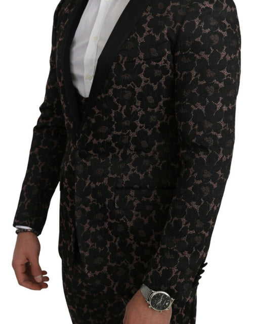Load image into Gallery viewer, Dolce &amp; Gabbana Suit Black Floral 3 Piece Slim Tuxedo
